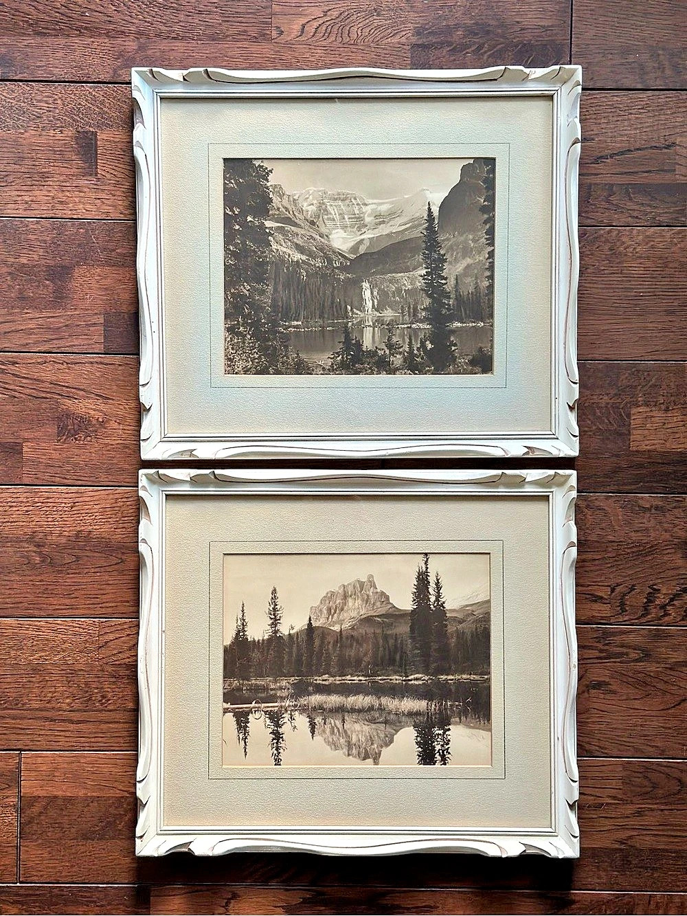 Vintage Framed Mountain Landscape Photographs Set